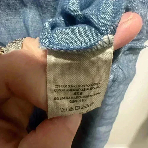 Free People ‘Show Some Shoulder’ Top Chambray Blue Size Medium - Picture 4 of 5